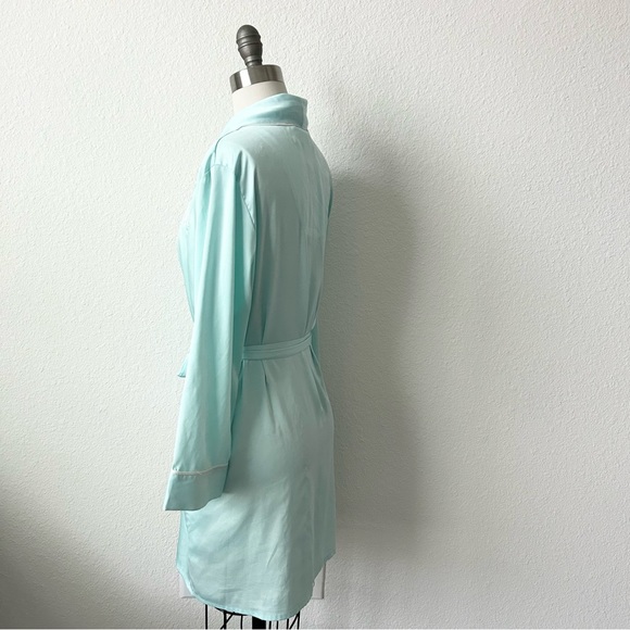 KATE SPADE “DREAM A LITTLE DREAM” TIFFANYS BLUE SATIN EMBROIDERED ROBE - Picture 3 of 6